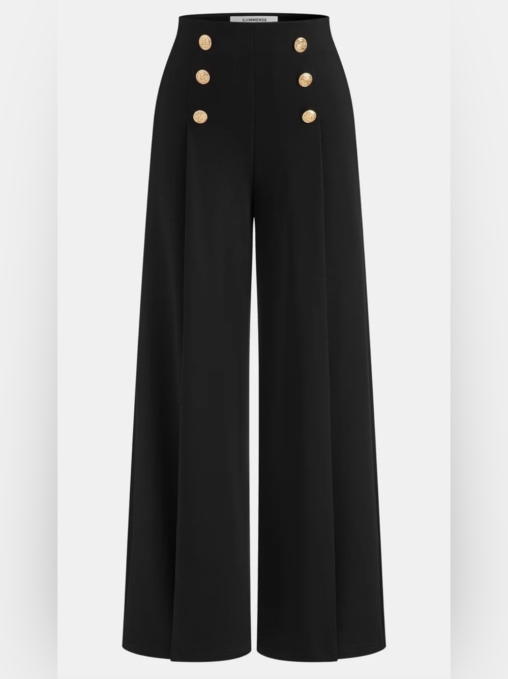 NWT Metal Button Mid-Waist Black Casual Pants